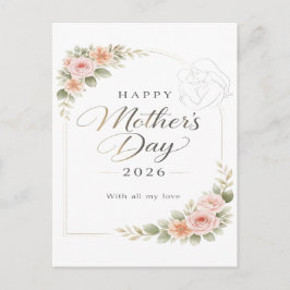 Postal De Festividades Cartão do Dia das Mães — Moldura Floral "Feliz Dia