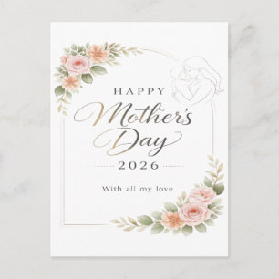 Postal De Festividades Cartão do Dia das Mães — Moldura Floral "Feliz Dia