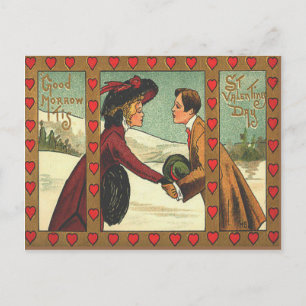 Postal De Festividades Cartão do Dia dos Namorados com Casal Antigo Beija