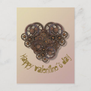 Postal De Festividades Cartão do dia dos namorados com coração Steampunk