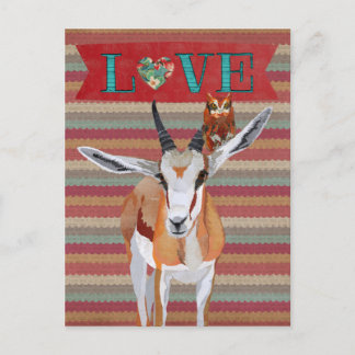 Postal De Festividades Cartão do dia dos namorados GAZELA & CORUJA