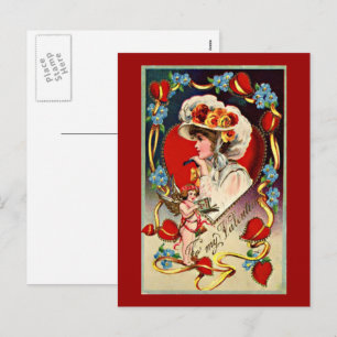 Postal De Festividades Cartão do Dia dos Namorados Vintage Lady My Valent