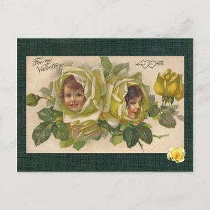 Postal De Festividades Cartão do Dia dos Namorados Vitoriano 2 Meninas Ro