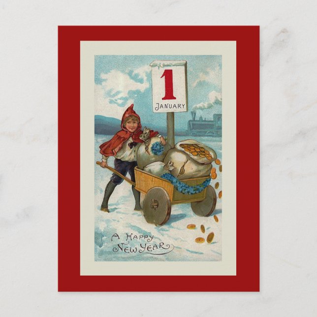 Postal De Festividades Cartão do "feliz ano novo" (Frente)