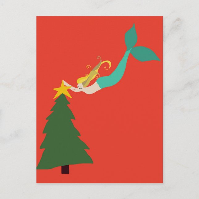 Postal De Festividades Cartão do Natal da sereia (Frente)