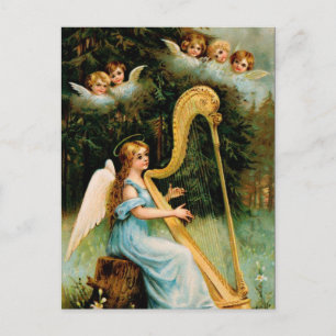 Postal De Festividades Cartão do Natal do anjo do Victorian