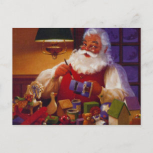 Postal De Festividades Cartão do Natal do papai noel do vintage