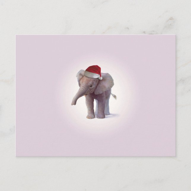 Postal De Festividades Cartão do Natal dos bebês do elefante do Natal (Frente)