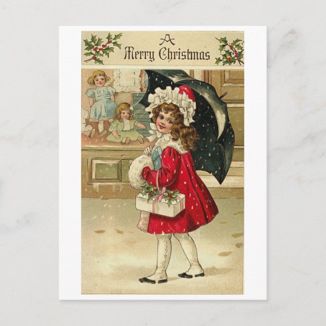 Postal De Festividades Cartão do natal vintage (Frente)