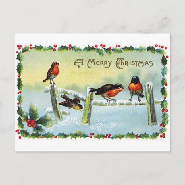 Postal De Festividades Cartão do natal vintage da reprodução (Frente)