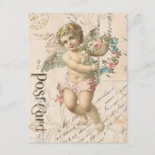 Postal De Festividades Cartão dos namorados do querubim do vintage