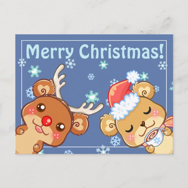 Postal De Festividades Cartão dos ursos do Feliz Natal (Frente)