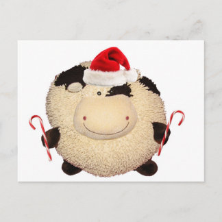 Postal De Festividades Cartão feliz do papai noel do Natal da vaca
