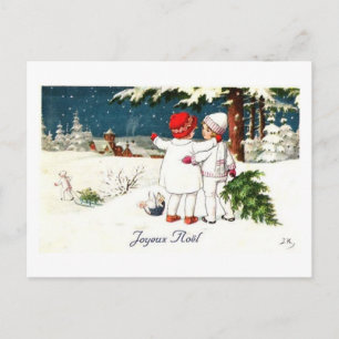 Postal De Festividades Cartão Noel Infantil Joyeux