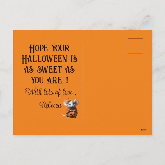 Postal De Festividades cartão personalizado fofo do rato halloween (Verso)