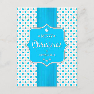 Postal De Festividades Cartão Prata-Azul das bolinhas do Natal