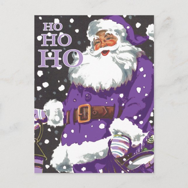 Postal De Festividades Cartão Purple Santa Claus (Frente)