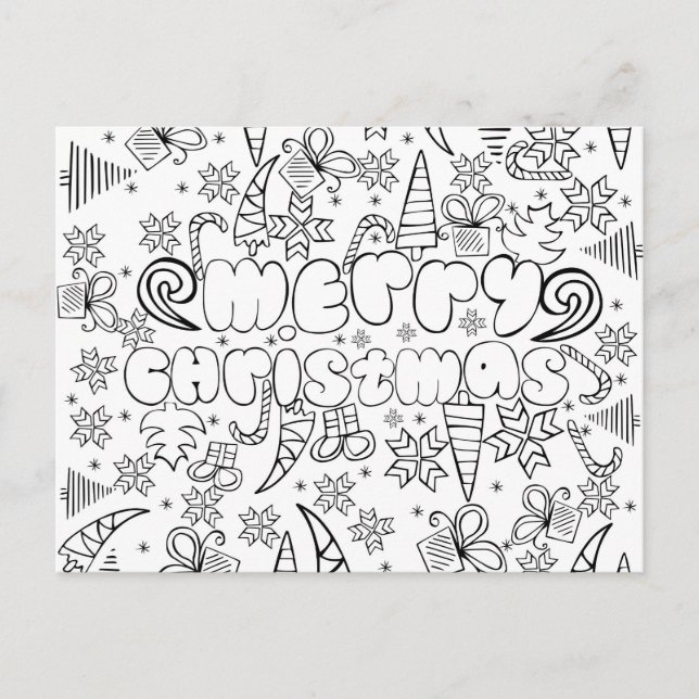 Postal De Festividades "Colora-me" anti cartão do "Feliz Natal" do (Frente)