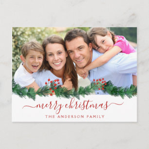 Postal De Festividades Feliz Natal e Cartão com fotos do Garland Script