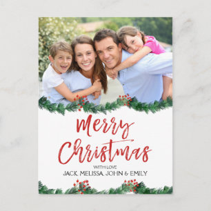 Postal De Festividades Feliz Natal e Cartão com fotos do Garland Script
