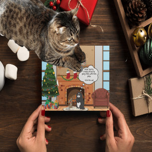 Postal De Festividades Humor Natal Divertido Bah Hum Gato Férias Cartão P