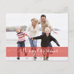 POSTAL DE FESTIVIDADES MERRY CHRISTMAS MODERNO RED HOLIDAY CARTÃO COM FOT