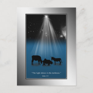 Postal De Festividades Natal, religioso, natividade, estrelas, cartão