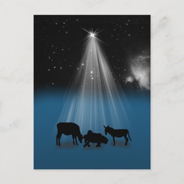 Postal De Festividades Natal, religioso, natividade, estrelas, cartão (Frente)