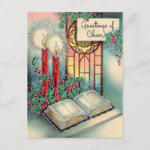 Postal De Festividades O natal vintage candle e cartão da bíblia