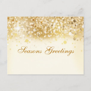 Postal De Festividades O ouro Sparkly ilumina o cartão do Natal do