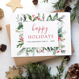 Postal De Festividades Orçamento Feliz Férias Natal Cartão Vermelho Verde