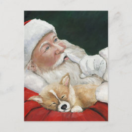 Postal De Festividades Papai noel com o cartão do Natal da arte do cão do