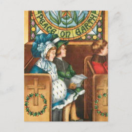 Postal De Festividades Paz no cartão do natal vintage da terra