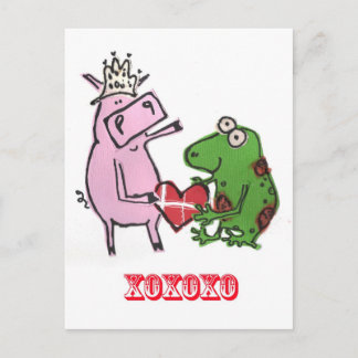 Postal De Festividades Porco & sapo no cartão dos namorados do amor