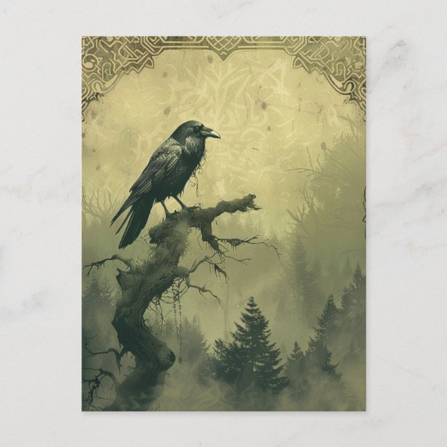 Postal De Festividades Raven Samhain Halloween Cartão (Frente)