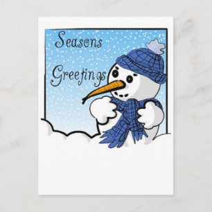 Postal De Festividades Sasons Saudações Snowman Cartão
