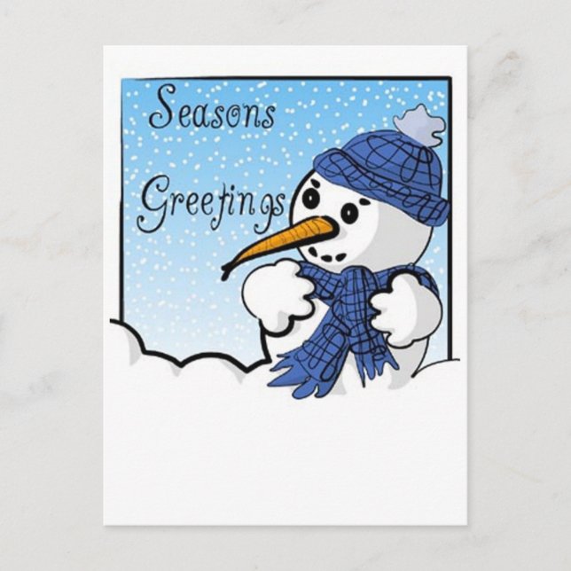 Postal De Festividades Sasons Saudações Snowman Cartão (Frente)