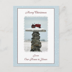 Postal De Festividades Trator Natal da nossa casa para o seu cartão posta