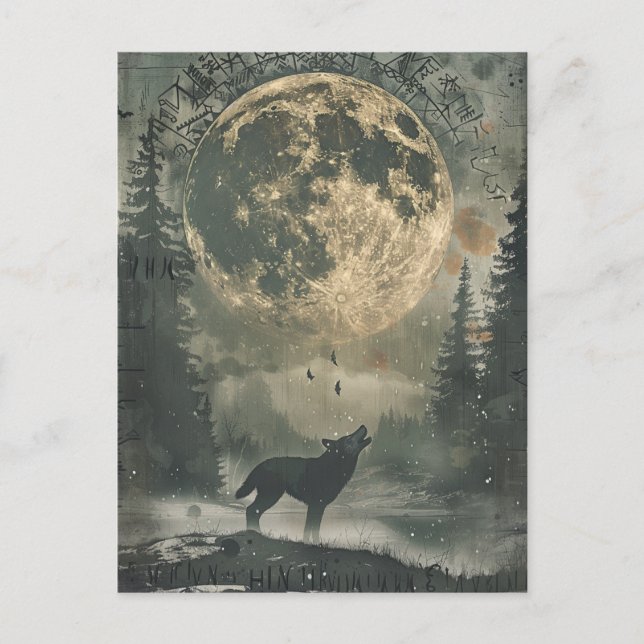 Postal De Festividades Wolf Samhain Halloween Cartão (Frente)