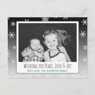 Postal Desejando Paz, Amor e Alegria Foto Cartão de Natal