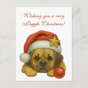 Postal Desejando um cartão de Natal Puggle muito especial