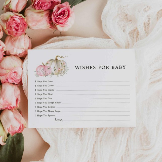 Postal Desejos de cartão para bebê no chá de bebê da meni (Wishes for Baby Fall Girl Baby Shower)