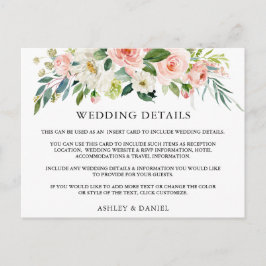 Postal Detalhes do casamento Cartão de Inserção Floral Ro