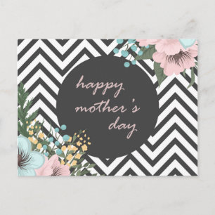 Postal Dia de as mães Feliz Floral Elegante   Cartão po