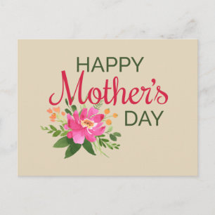 Postal Dia de as mães Feliz Floral Elegante   Cartão po