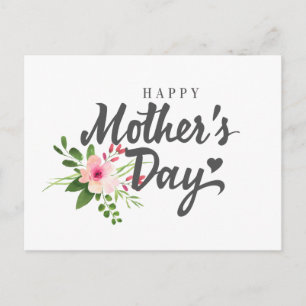 Postal Dia de as mães Feliz Floral Elegante   Cartão po