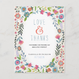 Postal Diversão Floral de Casamento | Cartão de Agradecim