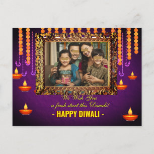 Postal Diwali saudando o cartão com fotos tradicional