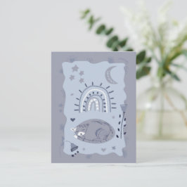 Postal Doce Gato Adormecido Arte Folclórica - Cartão Post
