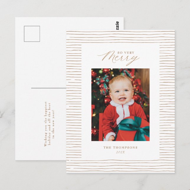 Postal Dourada faixa tão Feliz cartão de Natal (Frente/Verso)
